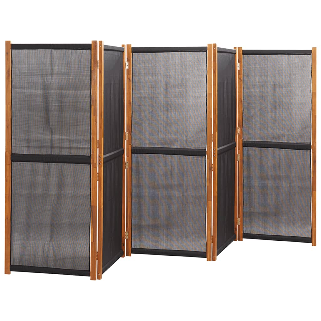 Sobna pregrada s 5 panela crna 350 x 180 cm