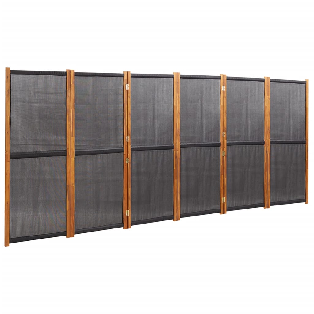 Sobna pregrada sa 6 panela crna 420 x 180 cm