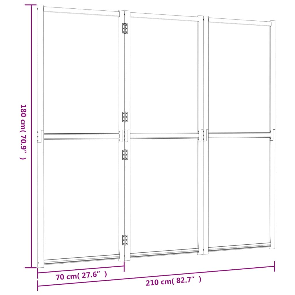 Sobna pregrada s 3 panela krem bijela 210 x 180 cm