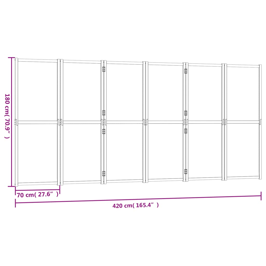 Sobna pregrada sa 6 panela krem bijela 420 x 180 cm