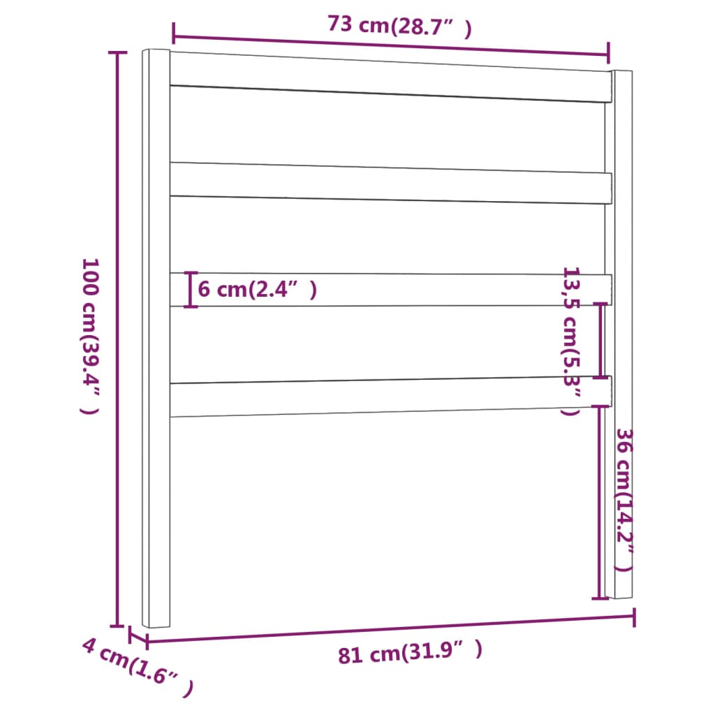 Uzglavlje za krevet sivo 81 x 4 x 100 cm od masivne borovine