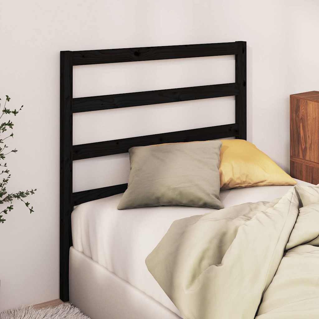 Uzglavlje za krevet crno 81 x 4 x 100 cm od masivne borovine