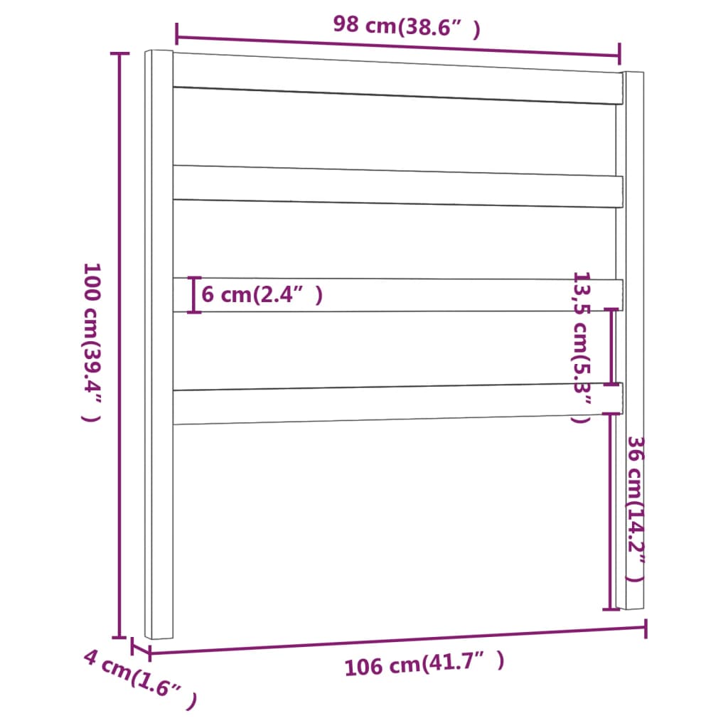Uzglavlje za krevet boja meda 106 x 4 x 100 cm masivna borovina