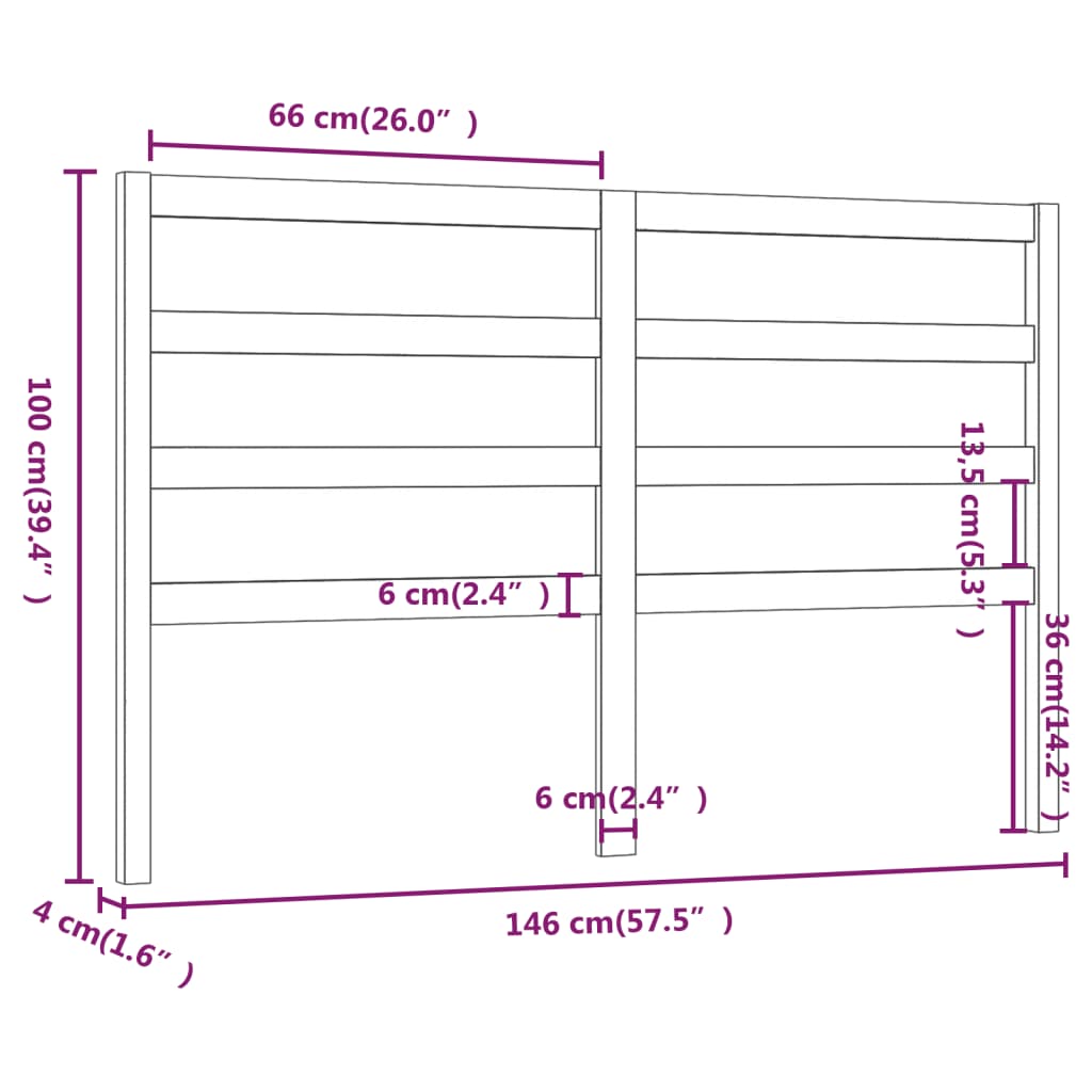 Uzglavlje za krevet boja meda 146 x 4 x 100 cm masivna borovina