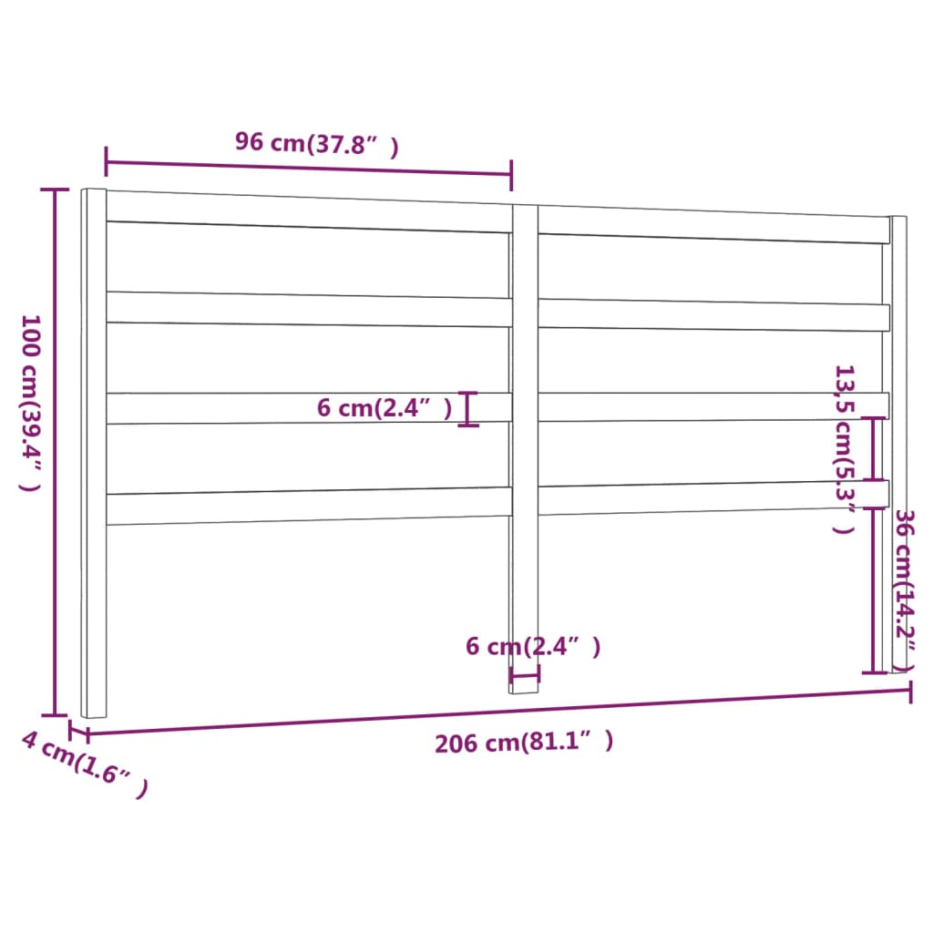 Uzglavlje za krevet boja meda 206 x 4 x 100 cm masivna borovina