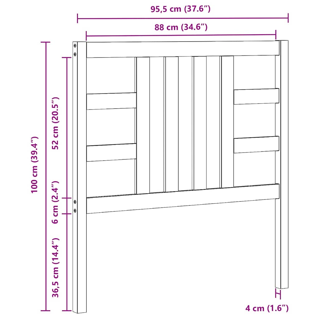 Uzglavlje za krevet boja meda 96 x 4 x 100 cm masivna borovina