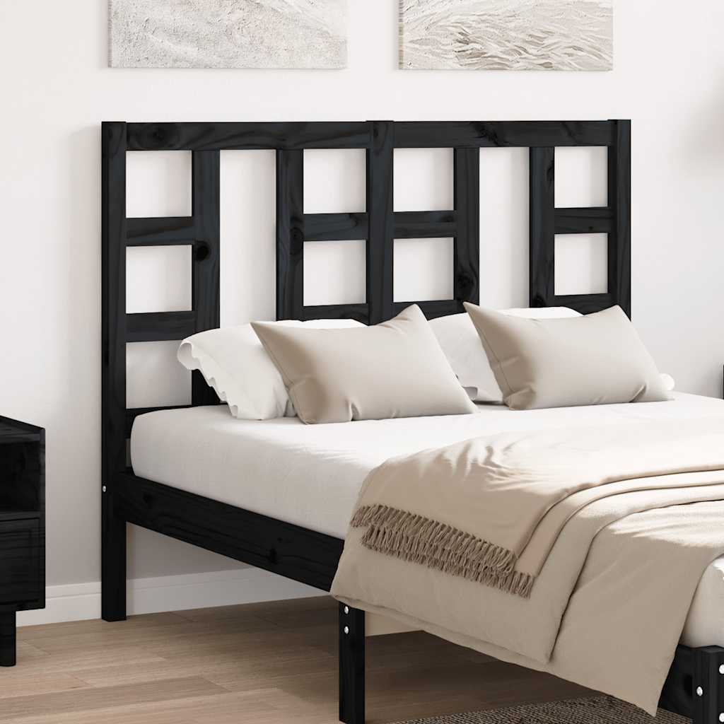 Uzglavlje za krevet crno 126 x 4 x 100 cm od masivne borovine