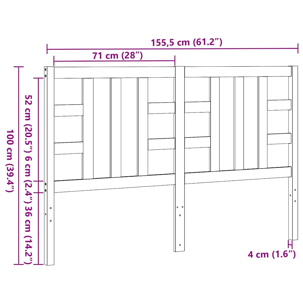 Uzglavlje za krevet boja meda 146 x 4 x 100 cm masivna borovina