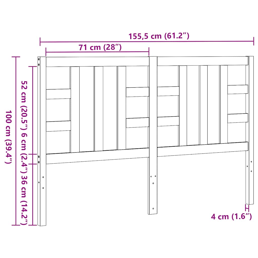 Uzglavlje za krevet boja meda 156 x 4 x 100 cm masivna borovina