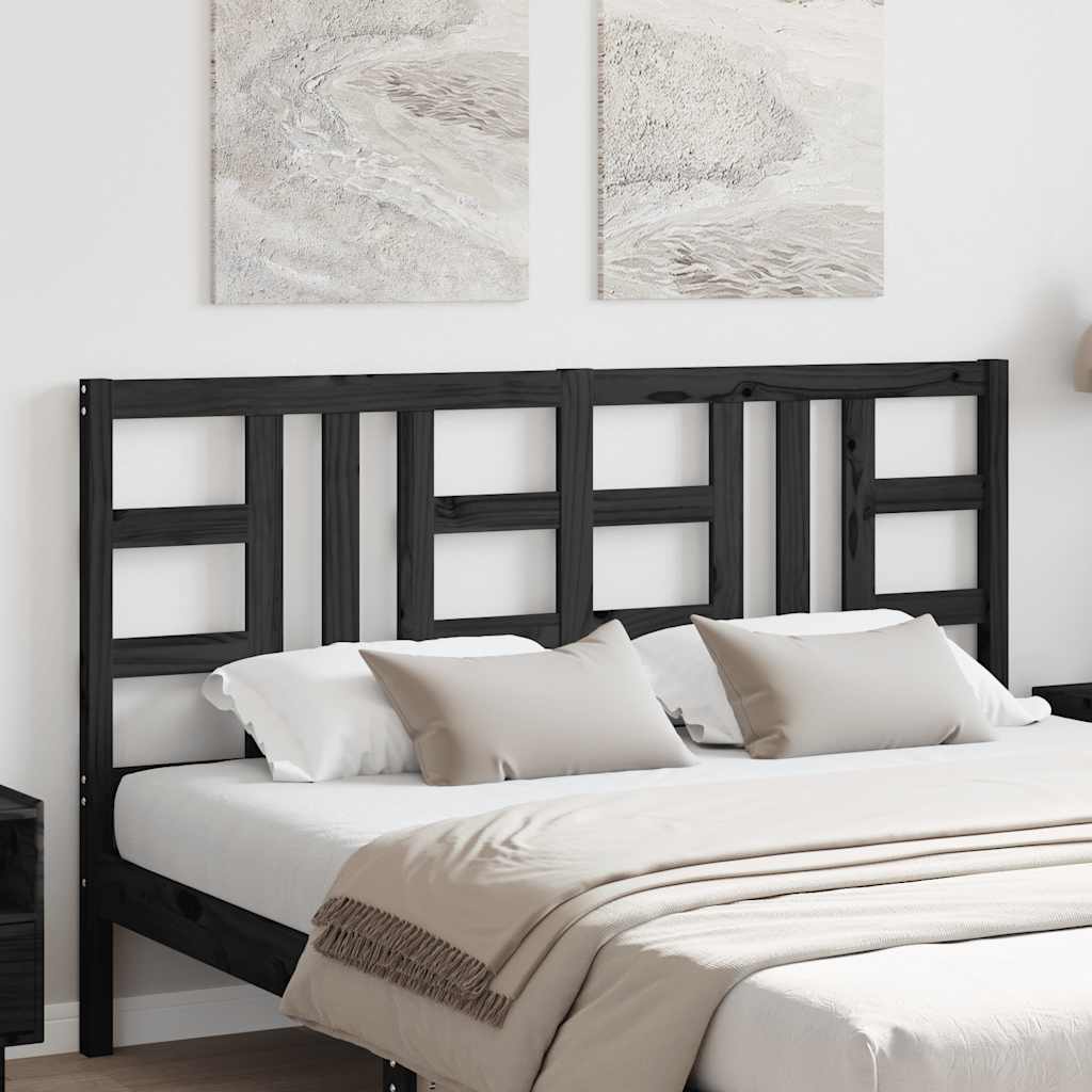 Uzglavlje za krevet crno 166 x 4 x 100 cm od masivne borovine