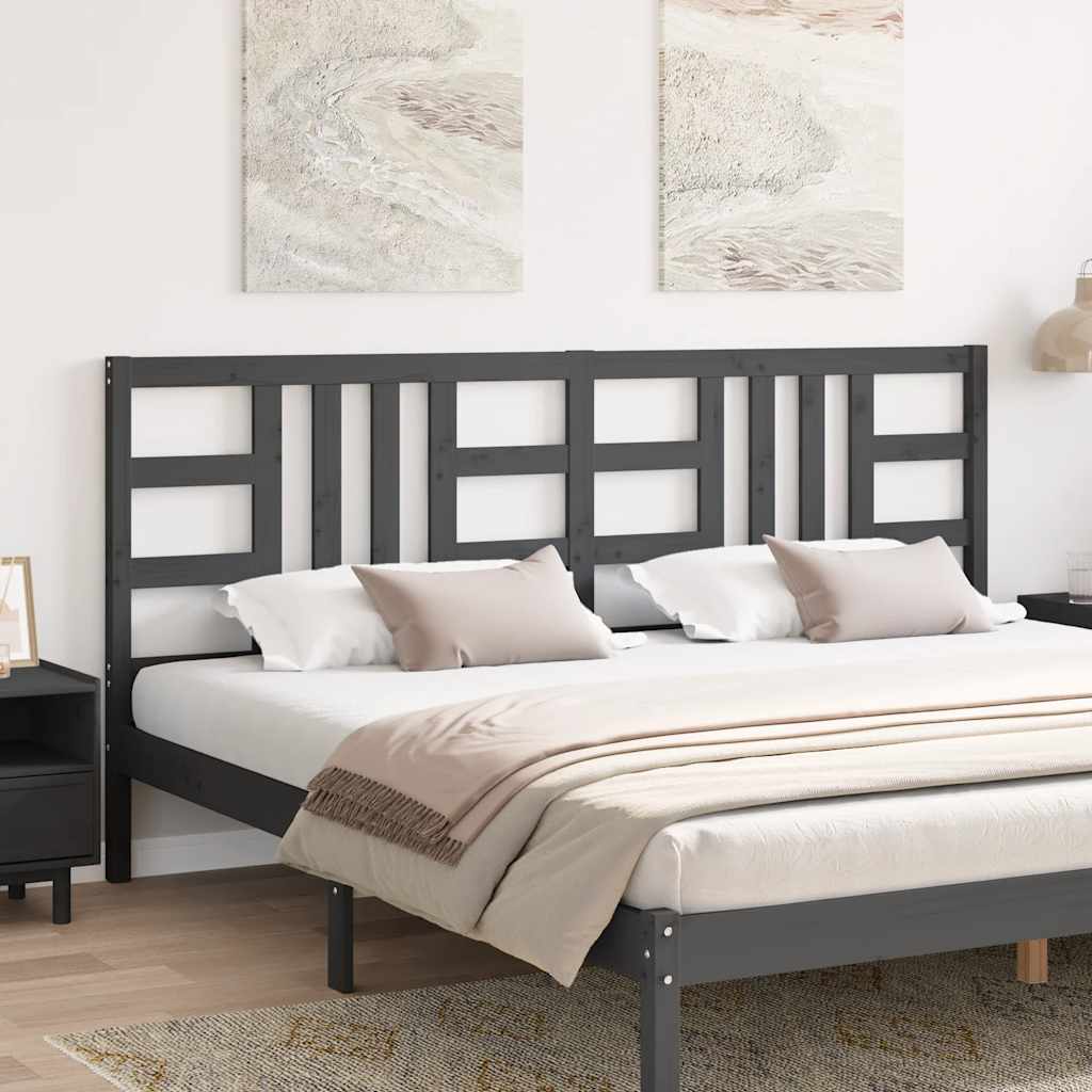 Uzglavlje za krevet sivo 206 x 4 x 100 cm od masivne borovine