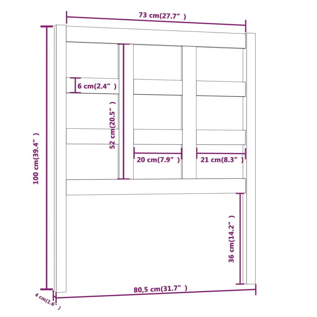 Uzglavlje za krevet boja meda 80,5x4x100 cm od masivne borovine
