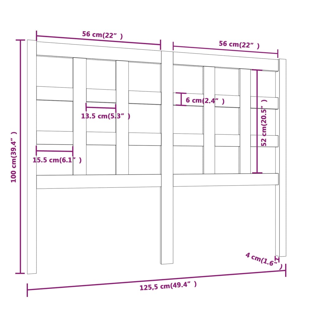 Uzglavlje za krevet boja meda 125,5x4x100 cm masivna borovina