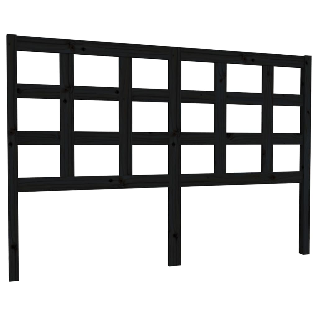 Uzglavlje za krevet crni 145,5 x 4 x 100 cm od masivne borovine