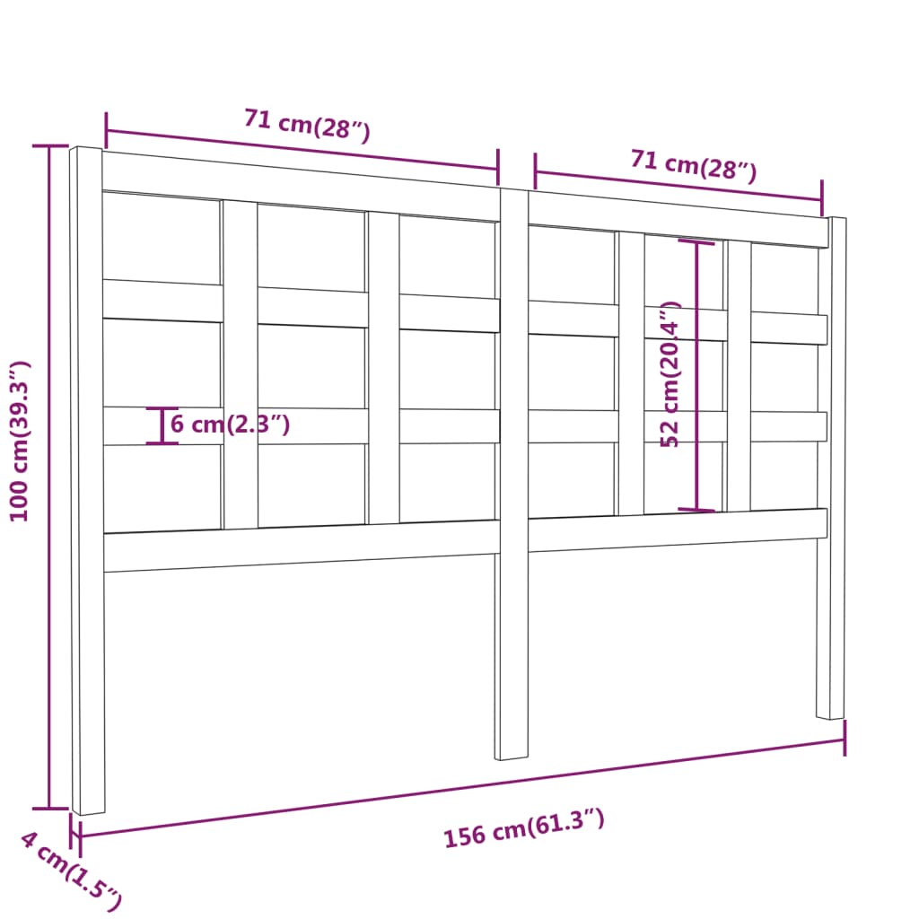 Uzglavlje za krevet boja meda 156 x 4 x 100 cm masivna borovina