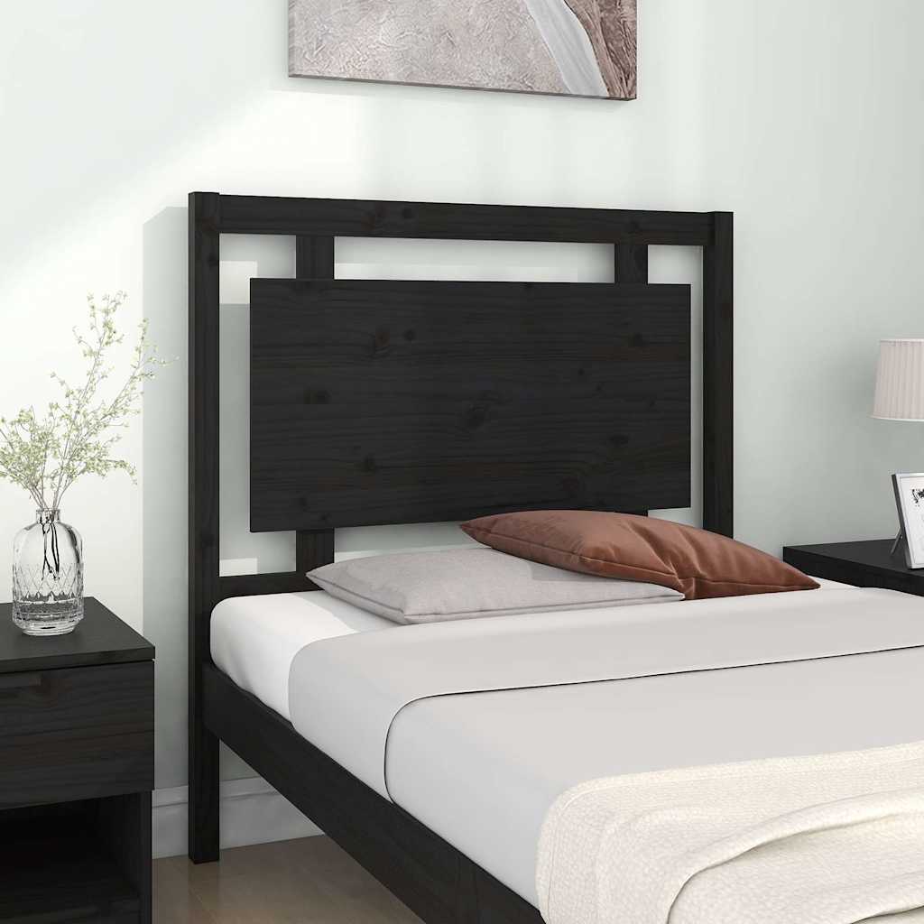 Uzglavlje za krevet crno 95,5 x 4 x 100 cm od masivne borovine