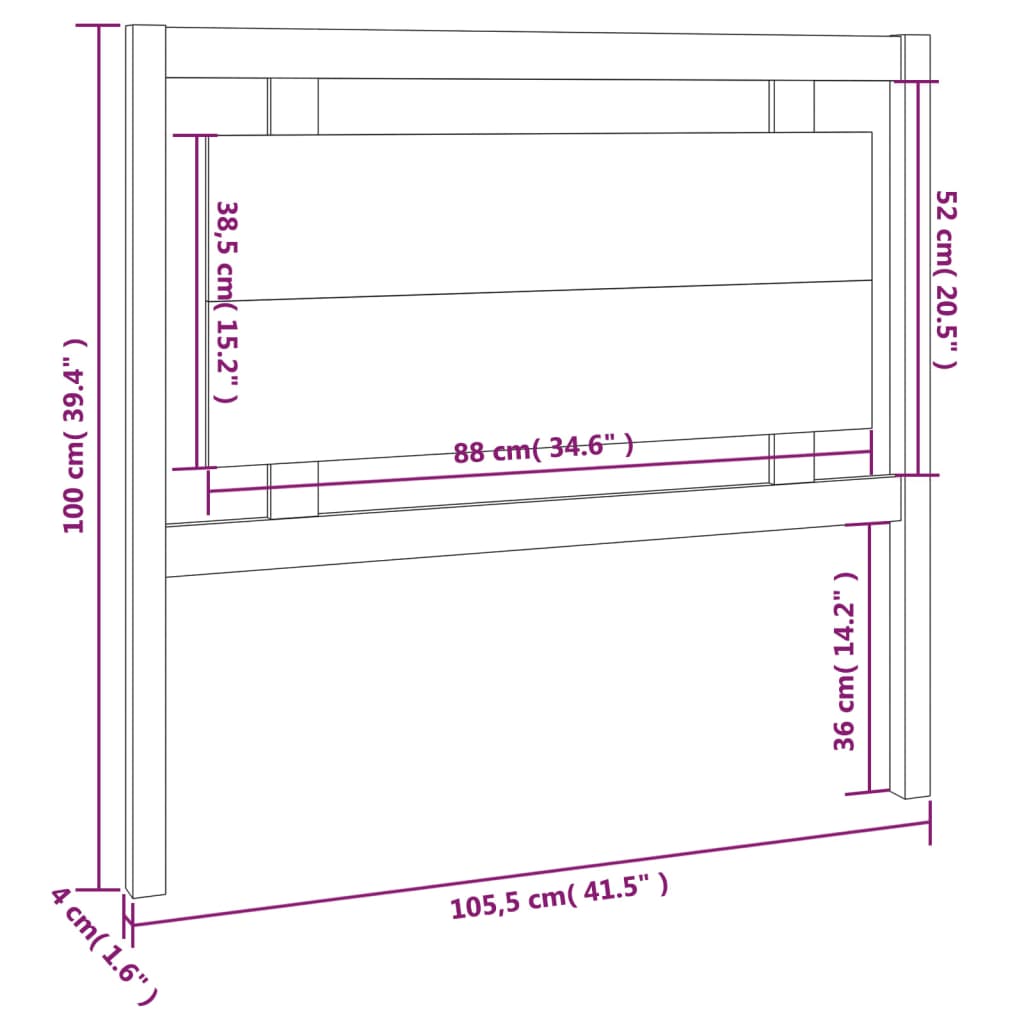 Uzglavlje za krevet boja meda 105,5x4x100 cm masivna borovina