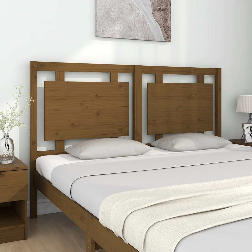 Uzglavlje za krevet boja meda 155,5x4x100 cm masivna borovina