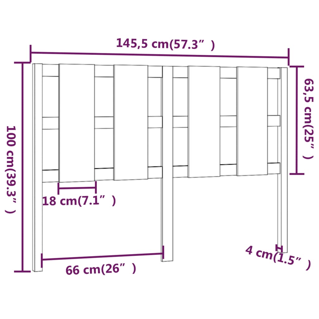 Uzglavlje za krevet boja meda 145,5x4x100 cm masivna borovina