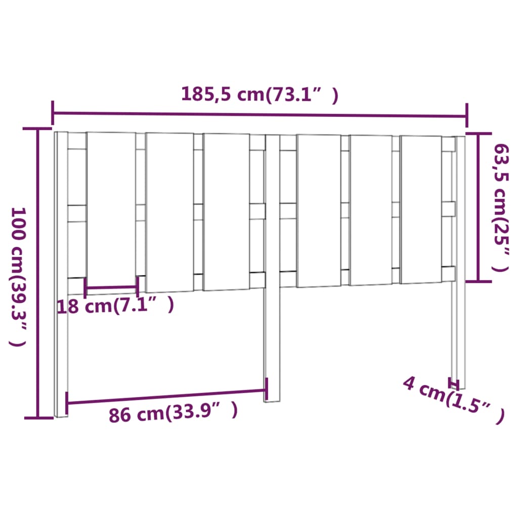 Uzglavlje za krevet boja meda 185,5x4x100 cm masivna borovina