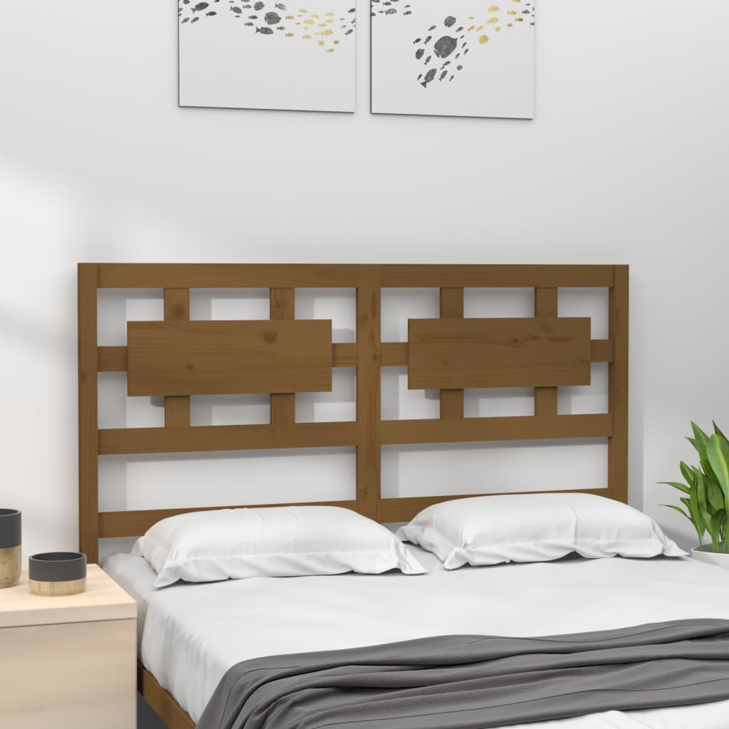 Uzglavlje za krevet boja meda 125,5x4x100 cm masivna borovina
