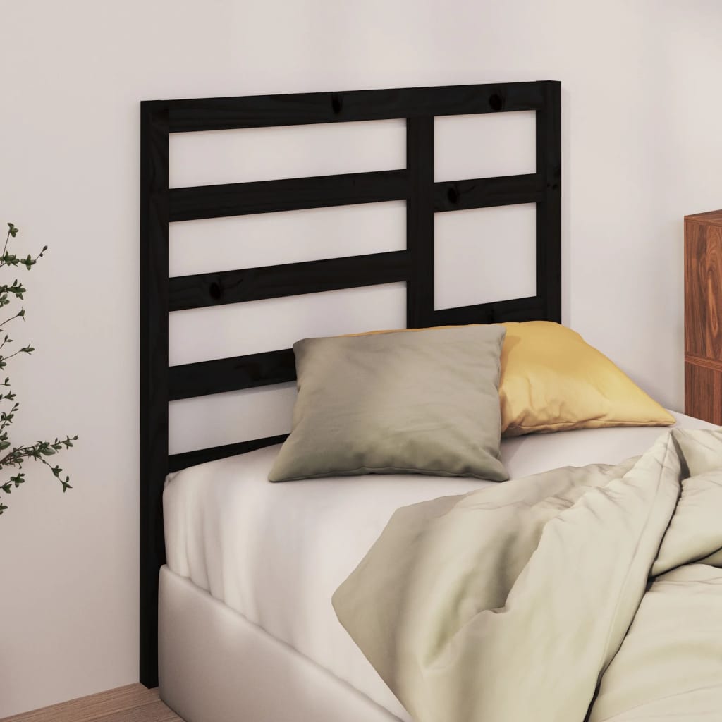 Uzglavlje za krevet crno 81 x 4 x 104 cm od masivne borovine