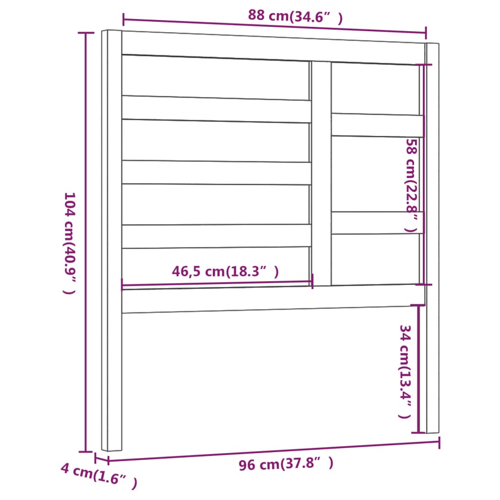 Uzglavlje za krevet boja meda 96 x 4 x 104 cm masivna borovina