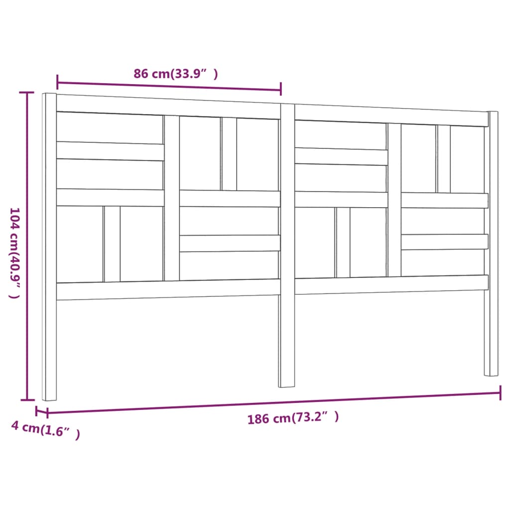 Uzglavlje za krevet bijelo 186 x 4 x 104 cm od masivne borovine