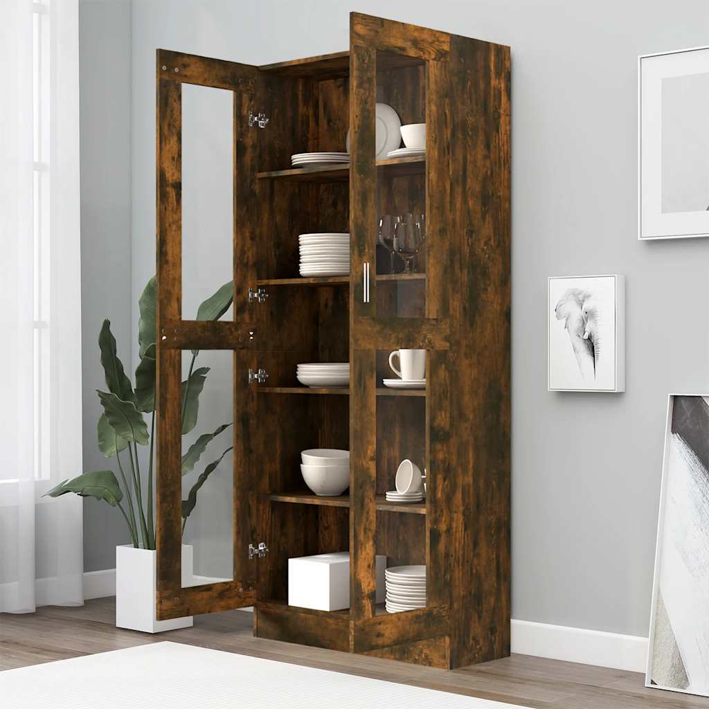 Vitrina boja dimljenog hrasta 82,5 x 30,5 x 185 cm drvena