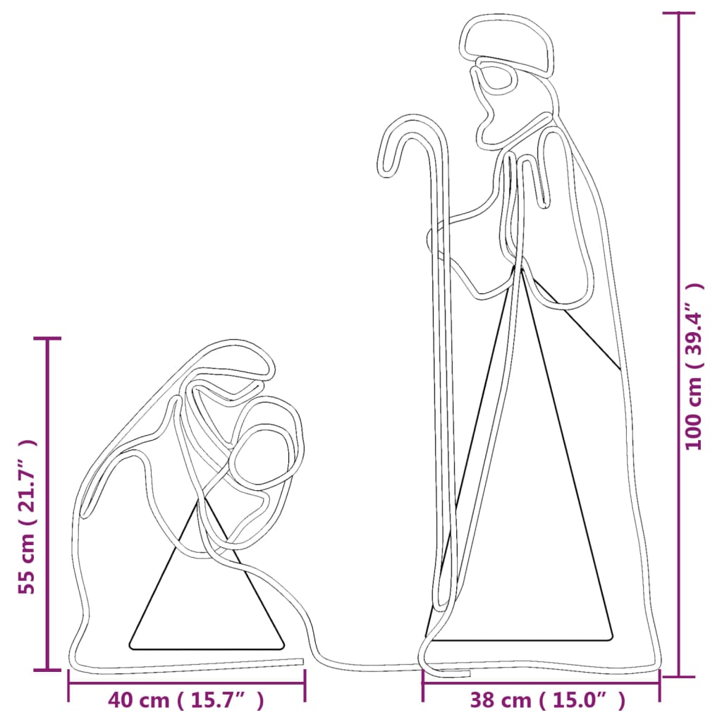 Božićne figure Marije i Josipa s 264 LED žarulje 40x55-38x100cm