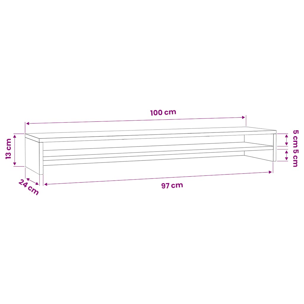 Stalak za monitor boja smeđeg hrasta 100 x 24 x 13 cm drveni