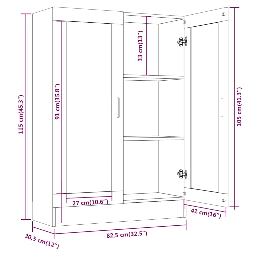 Vitrina boja sivog hrasta sonome 82,5 x 30,5 x 115 cm drvena