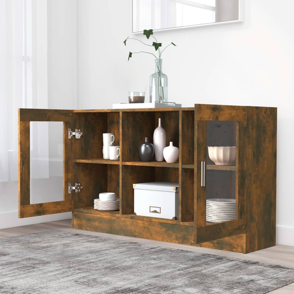 Vitrina boja dimljenog hrasta 120 x 30,5 x 70 cm drvena