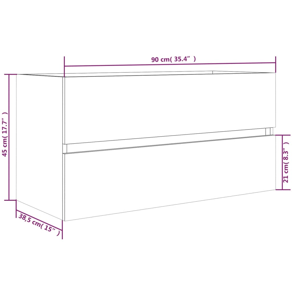 Ormarić za umivaonik boja dimljenog hrasta 90x38,5x45 cm drveni