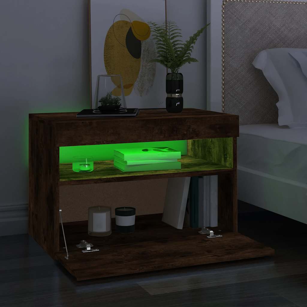 TV ormarić s LED svjetlima boja dimljenog hrasta 60x35x40 cm