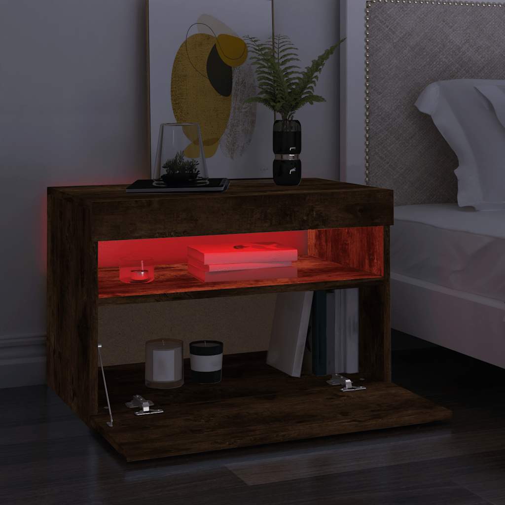 TV ormarić s LED svjetlima boja dimljenog hrasta 60x35x40 cm