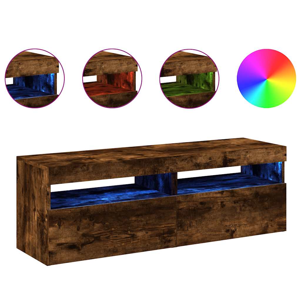 TV ormarići 2 kom s LED svjetlima boja hrasta 60 x 35 x 40 cm