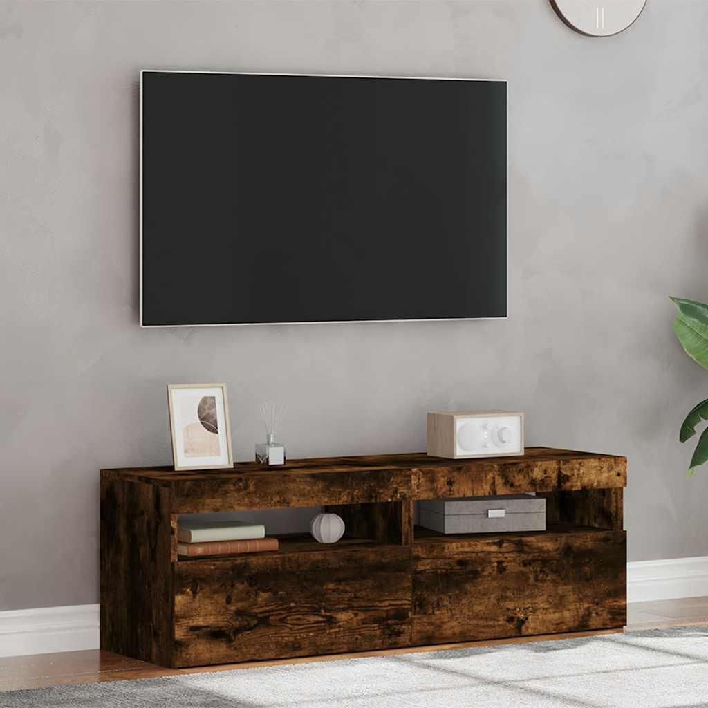 TV ormarići 2 kom s LED svjetlima boja hrasta 60 x 35 x 40 cm
