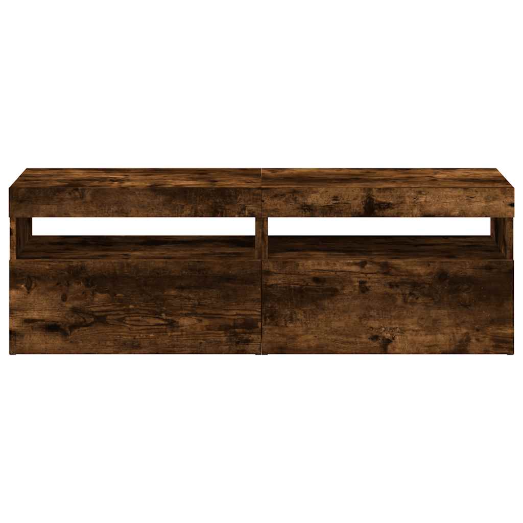 TV ormarići 2 kom s LED svjetlima boja hrasta 60 x 35 x 40 cm