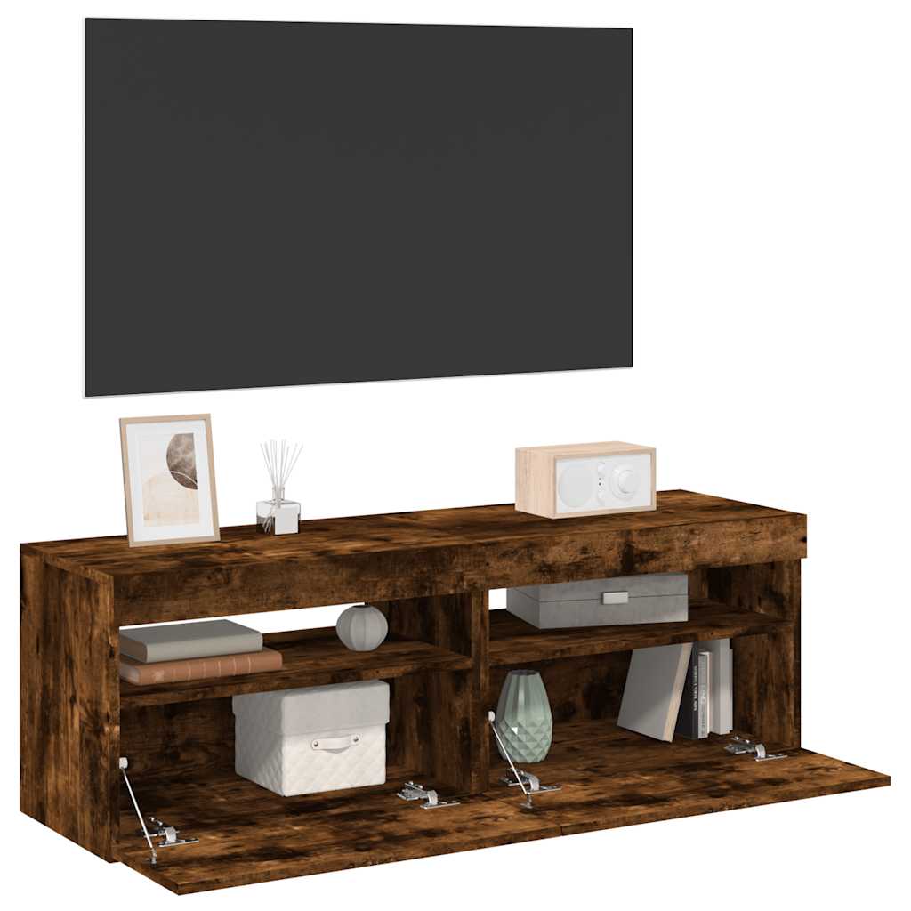TV ormarići 2 kom s LED svjetlima boja hrasta 60 x 35 x 40 cm