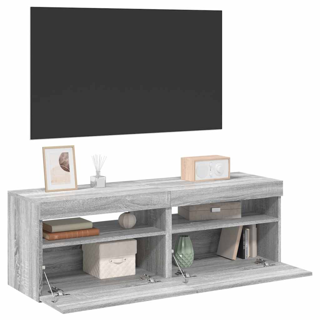 TV ormarići 2 kom s LED svjetlima boja hrasta sonome 60x35x40cm
