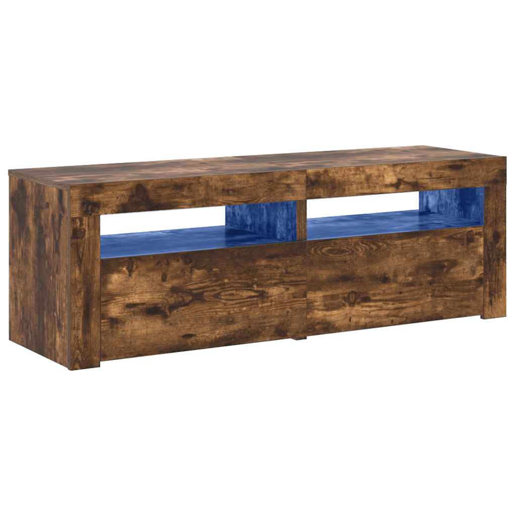 TV ormarić s LED svjetlima boja dimljenog hrasta 120x35x40 cm