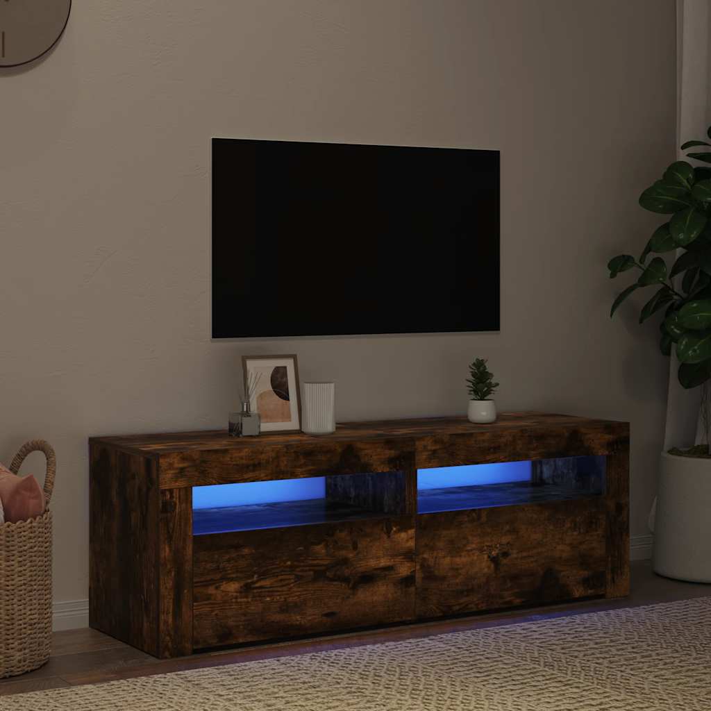 TV ormarić s LED svjetlima boja dimljenog hrasta 120x35x40 cm