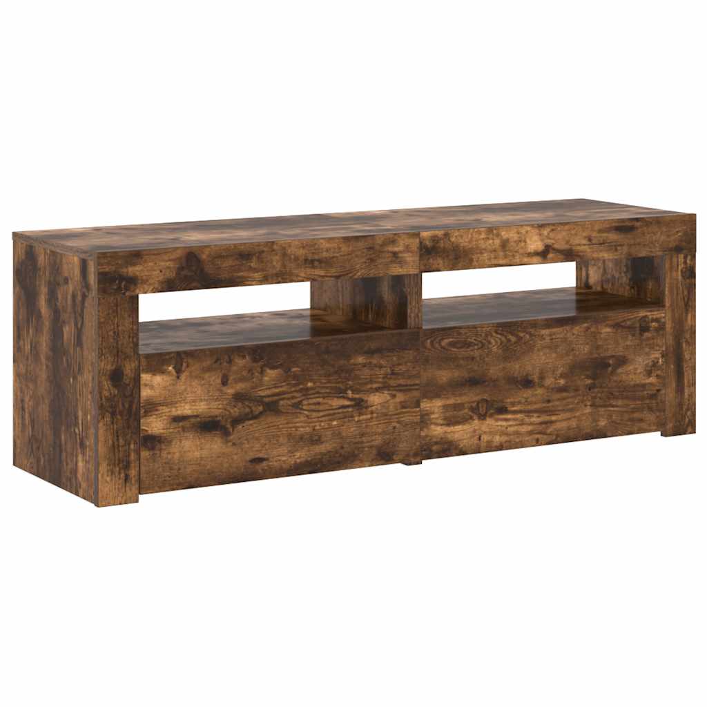 TV ormarić s LED svjetlima boja dimljenog hrasta 120x35x40 cm