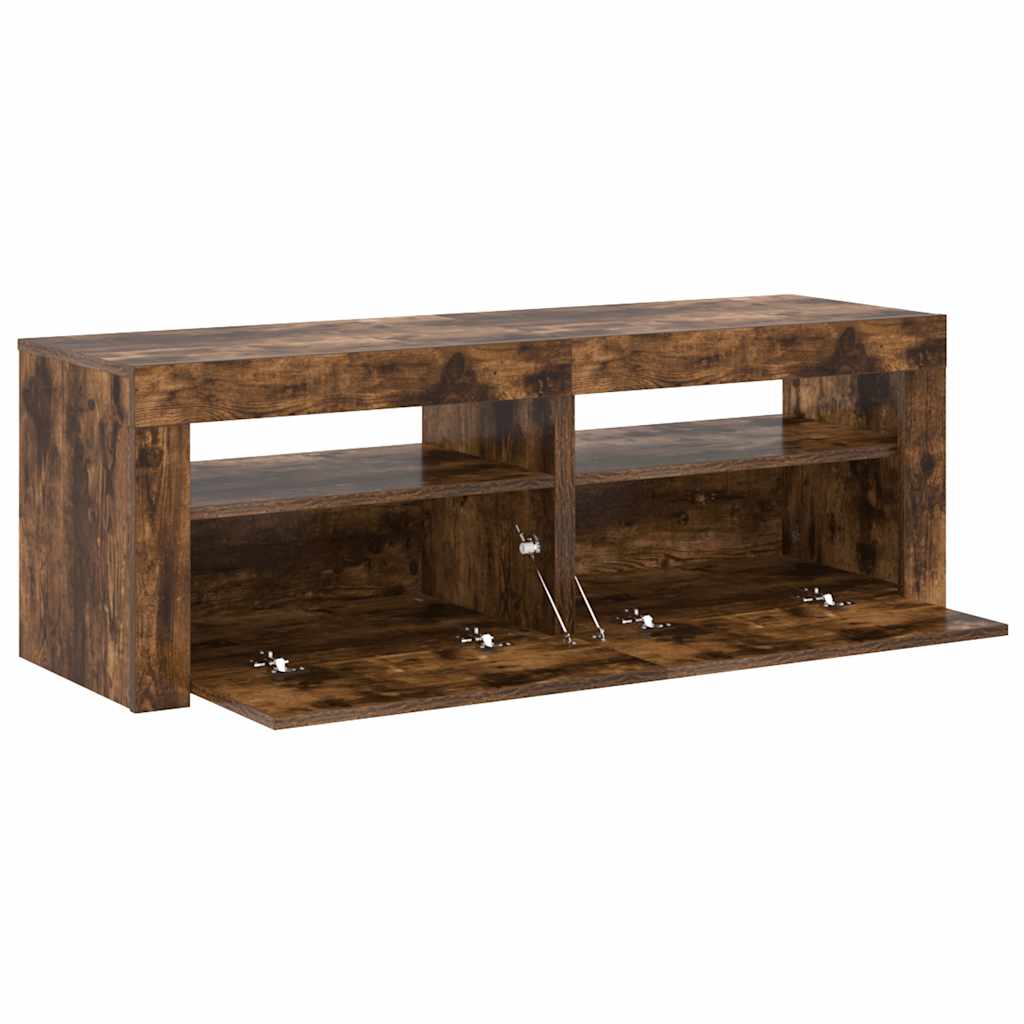TV ormarić s LED svjetlima boja dimljenog hrasta 120x35x40 cm