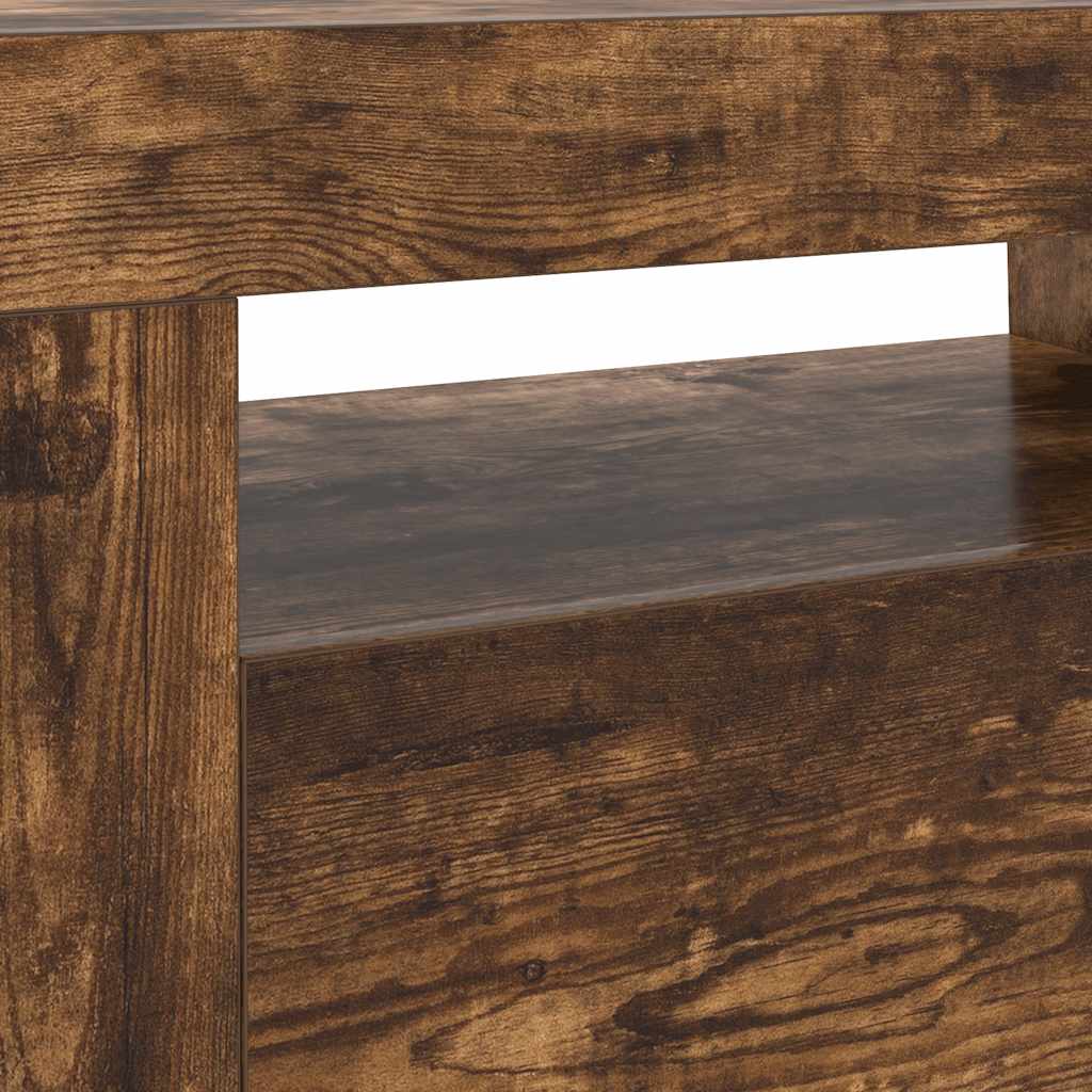 TV ormarić s LED svjetlima boja dimljenog hrasta 120x35x40 cm