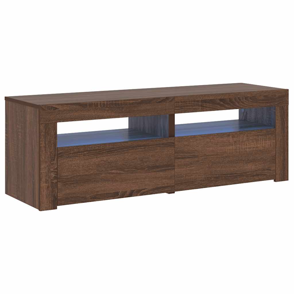 TV ormarić s LED svjetlima boja smeđeg hrasta 120 x 35 x 40 cm