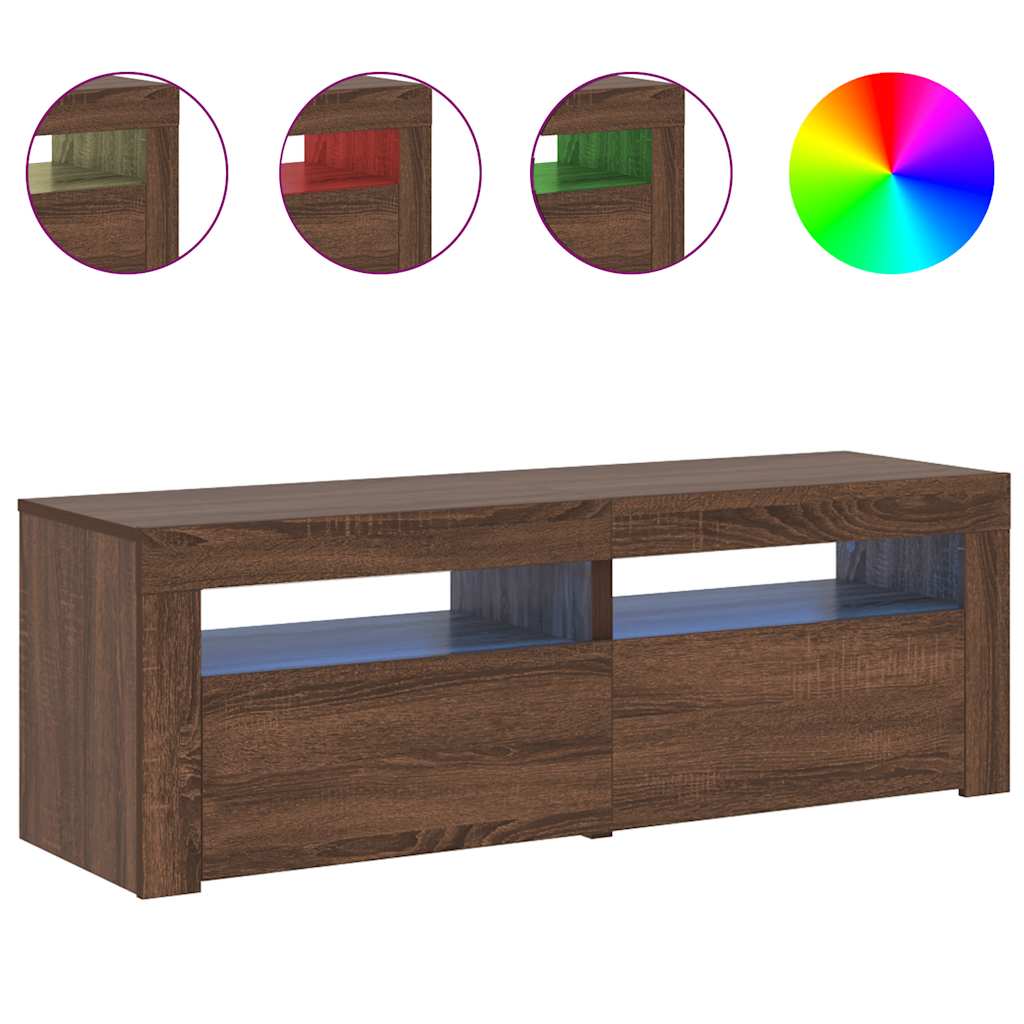 TV ormarić s LED svjetlima boja smeđeg hrasta 120 x 35 x 40 cm