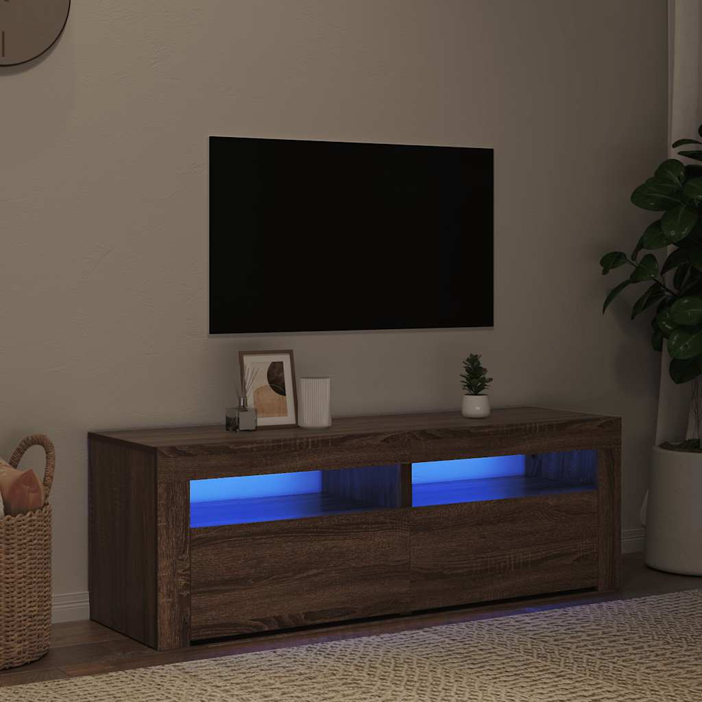 TV ormarić s LED svjetlima boja smeđeg hrasta 120 x 35 x 40 cm