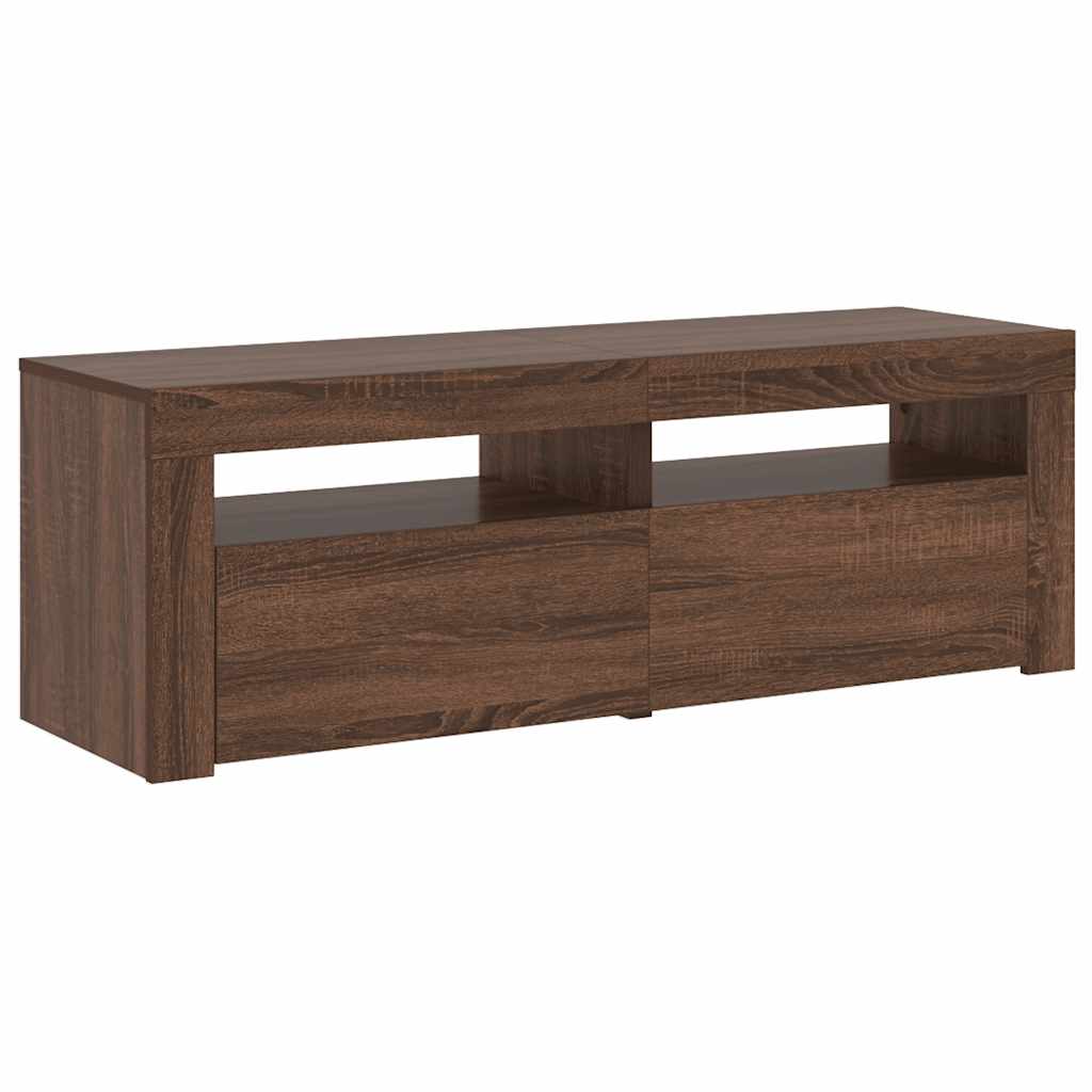 TV ormarić s LED svjetlima boja smeđeg hrasta 120 x 35 x 40 cm